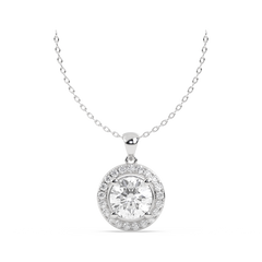 14k White Gold Studded 3.17 Carat Lab Grown Diamond Pendant With D Color VS1 Clarity