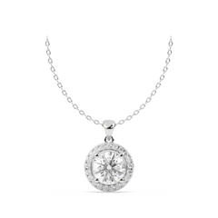 14k White Gold Studded 2.294 Carat Lab Grown Diamond Pendant Round Cut With D Color VS1 Clarity