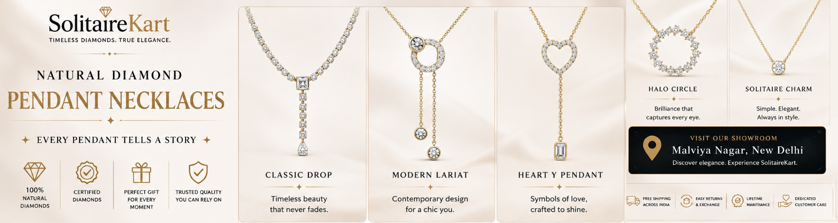 Natural Diamond Pendant Necklaces Near Malviya Nagar | Solitairekart
