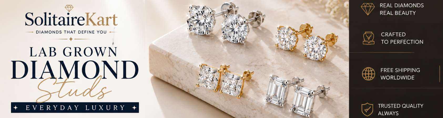 Lab Grown Diamond Studs | Everyday Luxury at Solitairekart