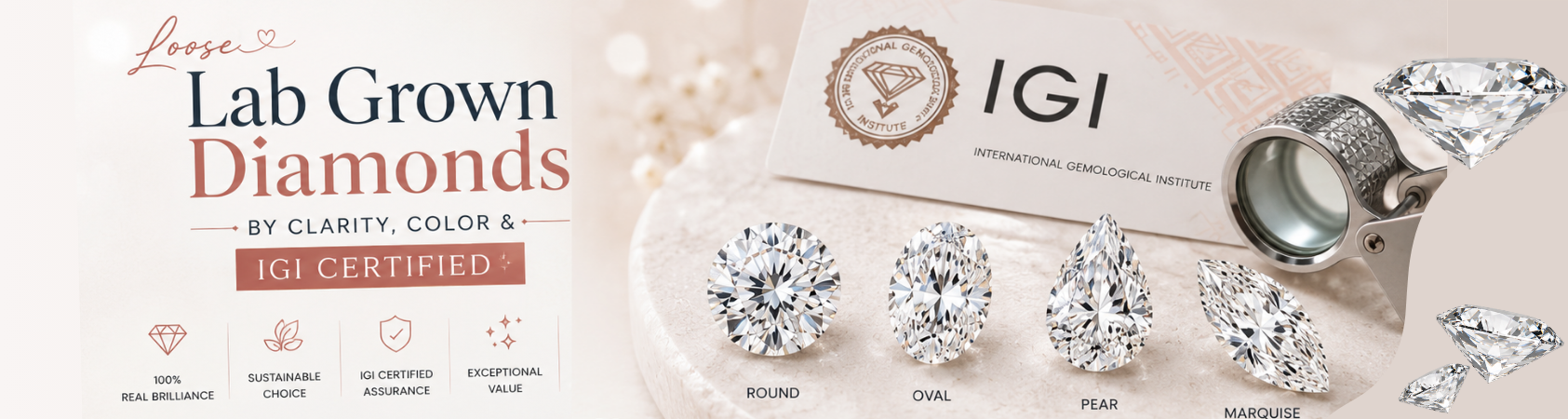 Loose Lab Grown Diamonds by Clarity, Color & IGI Certified