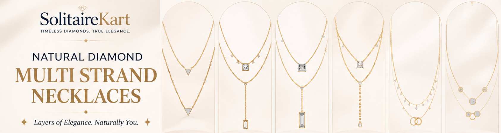Natural Diamond Multi-Strand Necklace | Solitairekart
