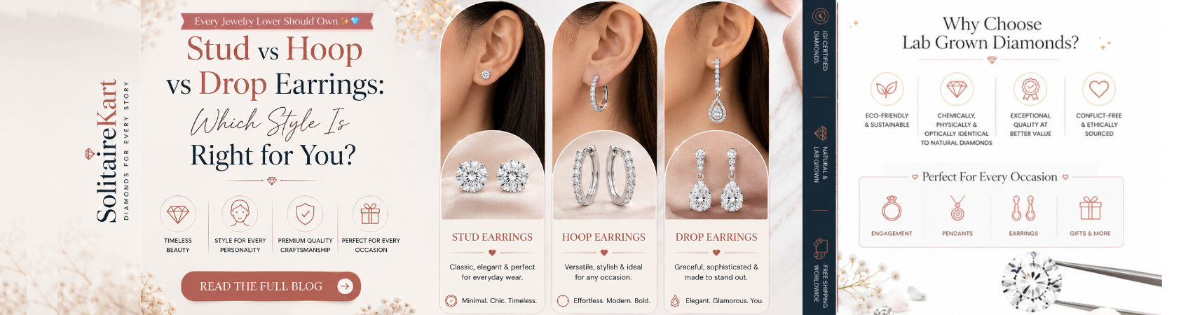 Stud vs Hoop vs Drop Earrings: Which Style Is Right for You? | Solitairekart
