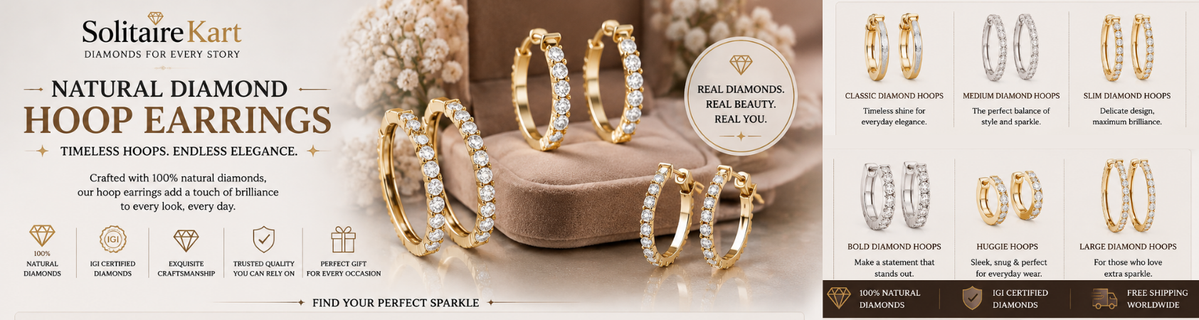 Natural Diamond Hoop Earrings | Timeless Style at Solitairekart