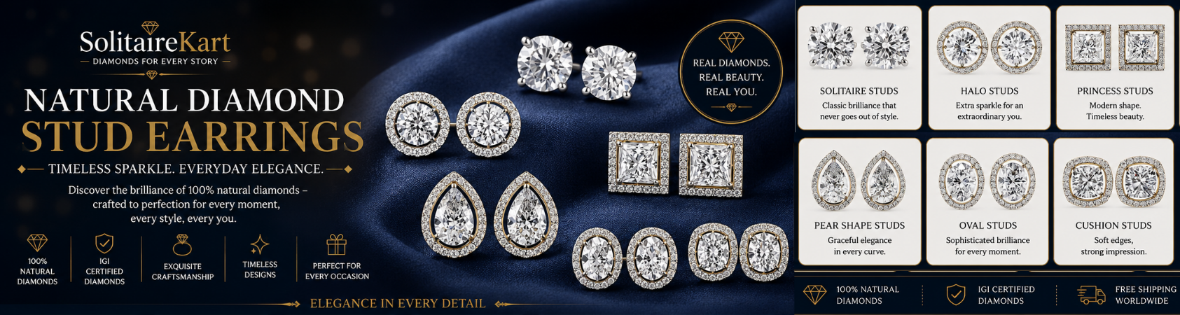 Certified Natural Diamond Stud Earrings Sale 2026 | Solitairekart