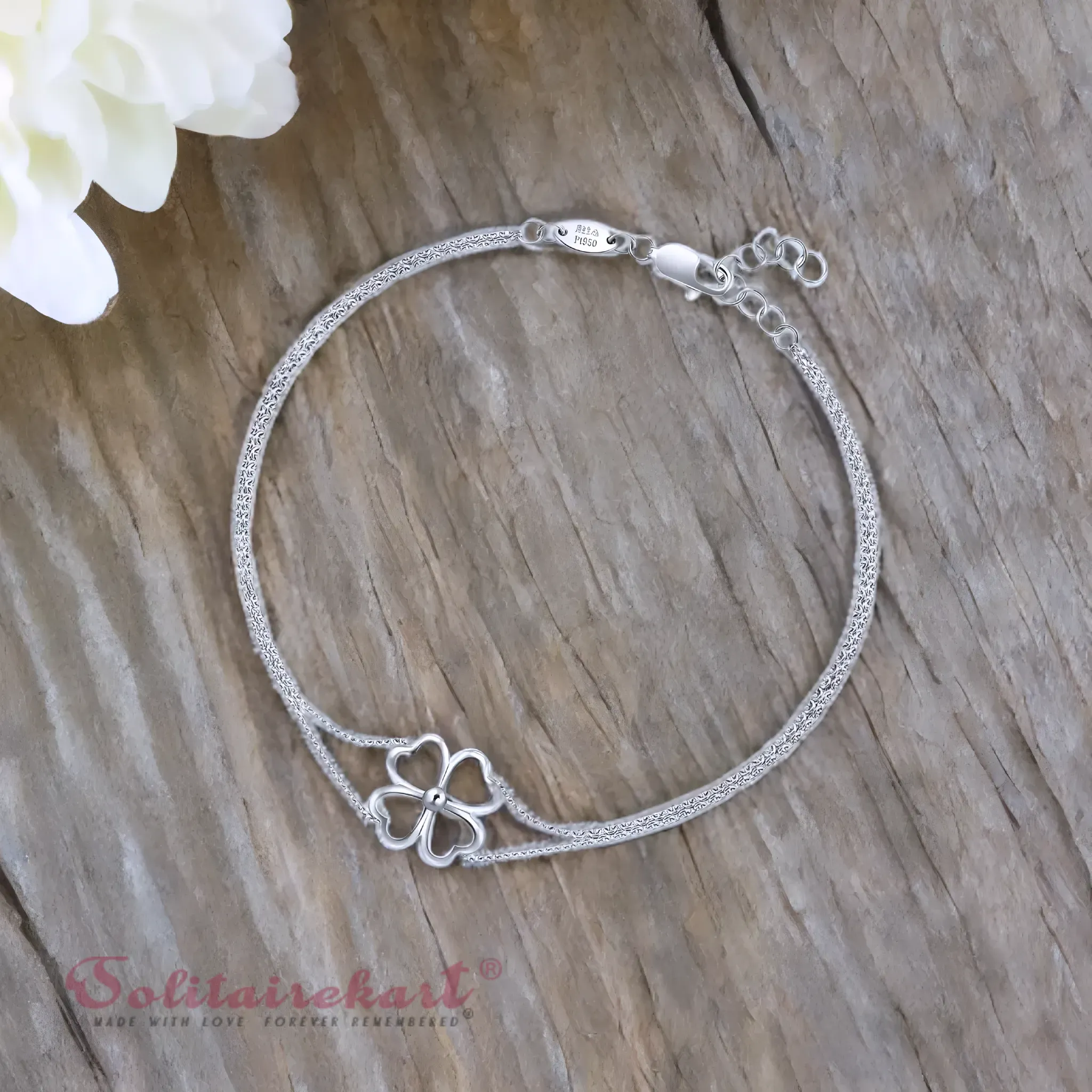 Solitairekart  Platinum Chain Bracelets 2.994gm Weight For Woman.