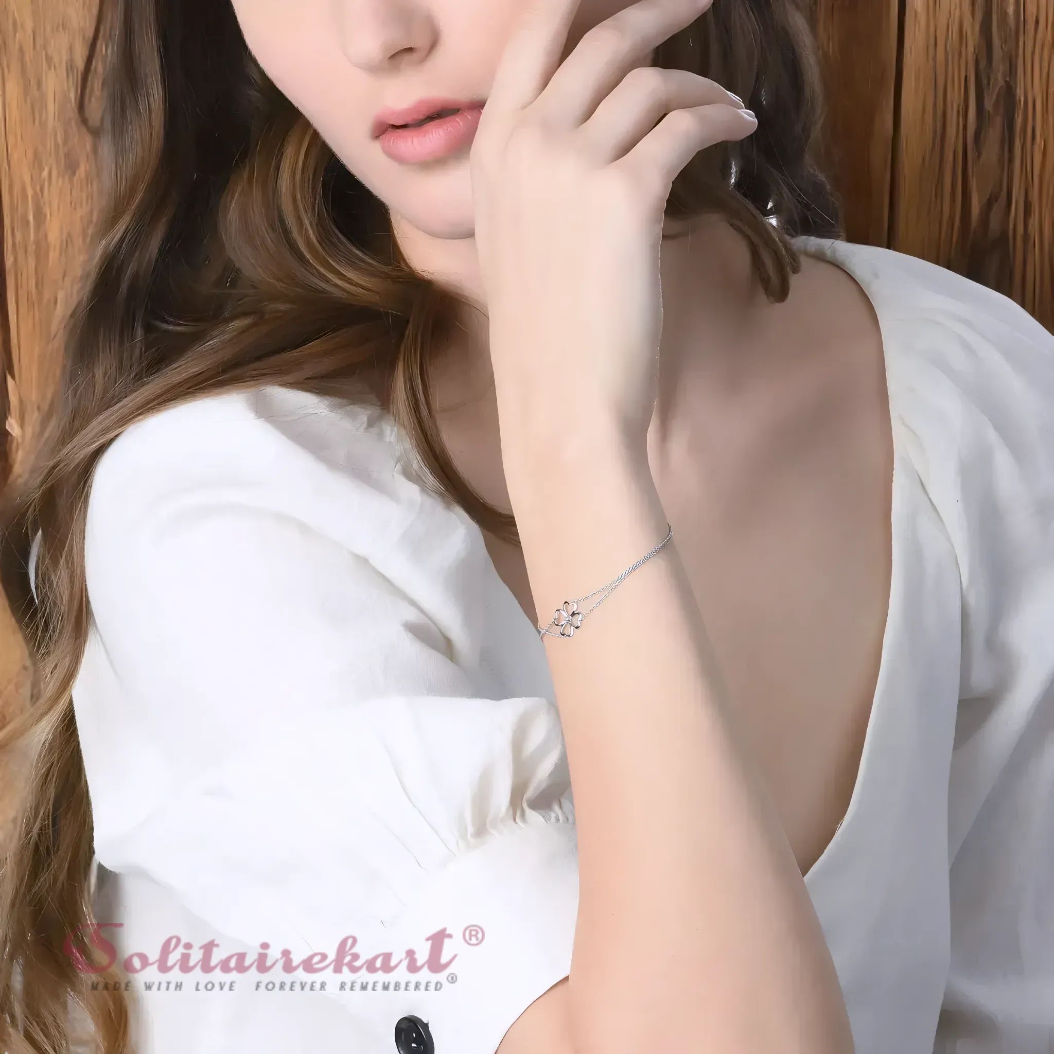 Solitairekart  Platinum Chain Bracelets 2.994gm Weight For Woman.