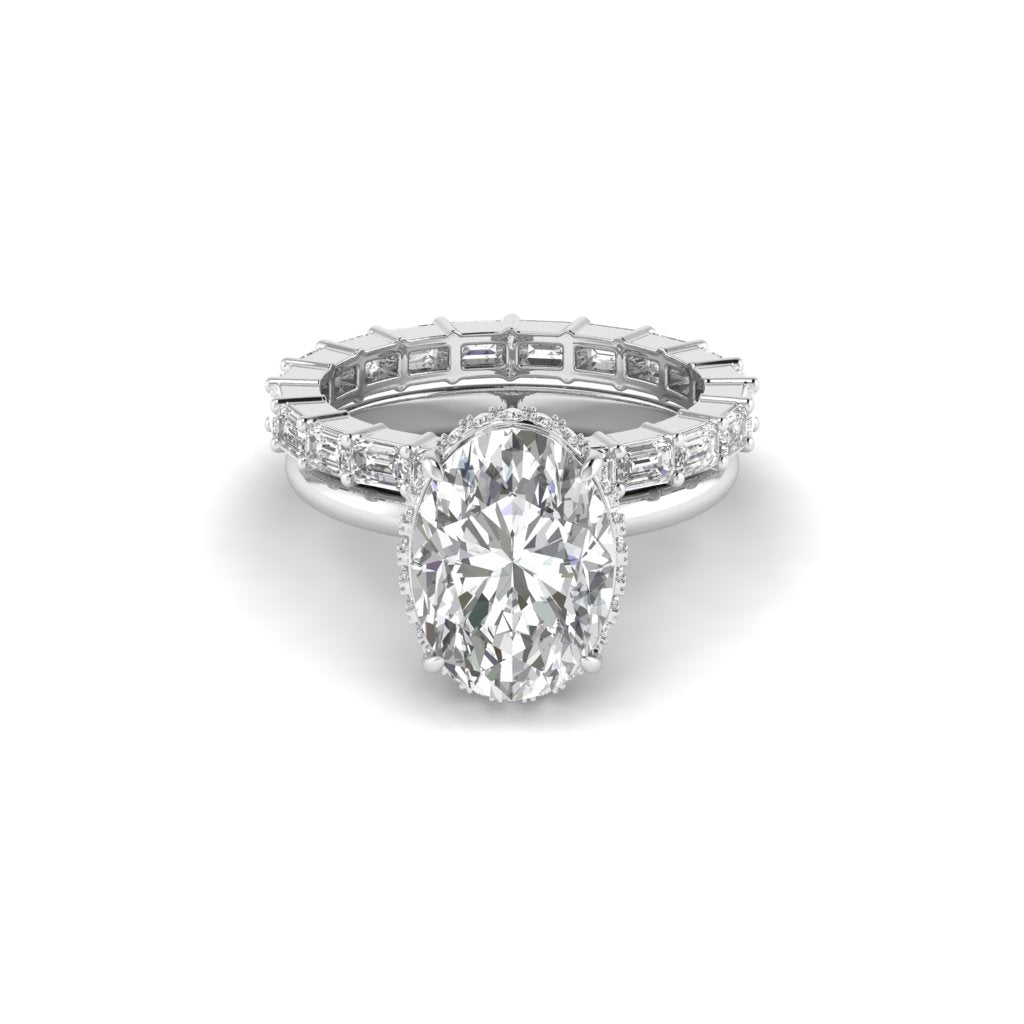 White Gold Studded 5.27 Carat Lab Grown Diamond Ring-E Color VS2 Clarity | SOLITAIREKART
