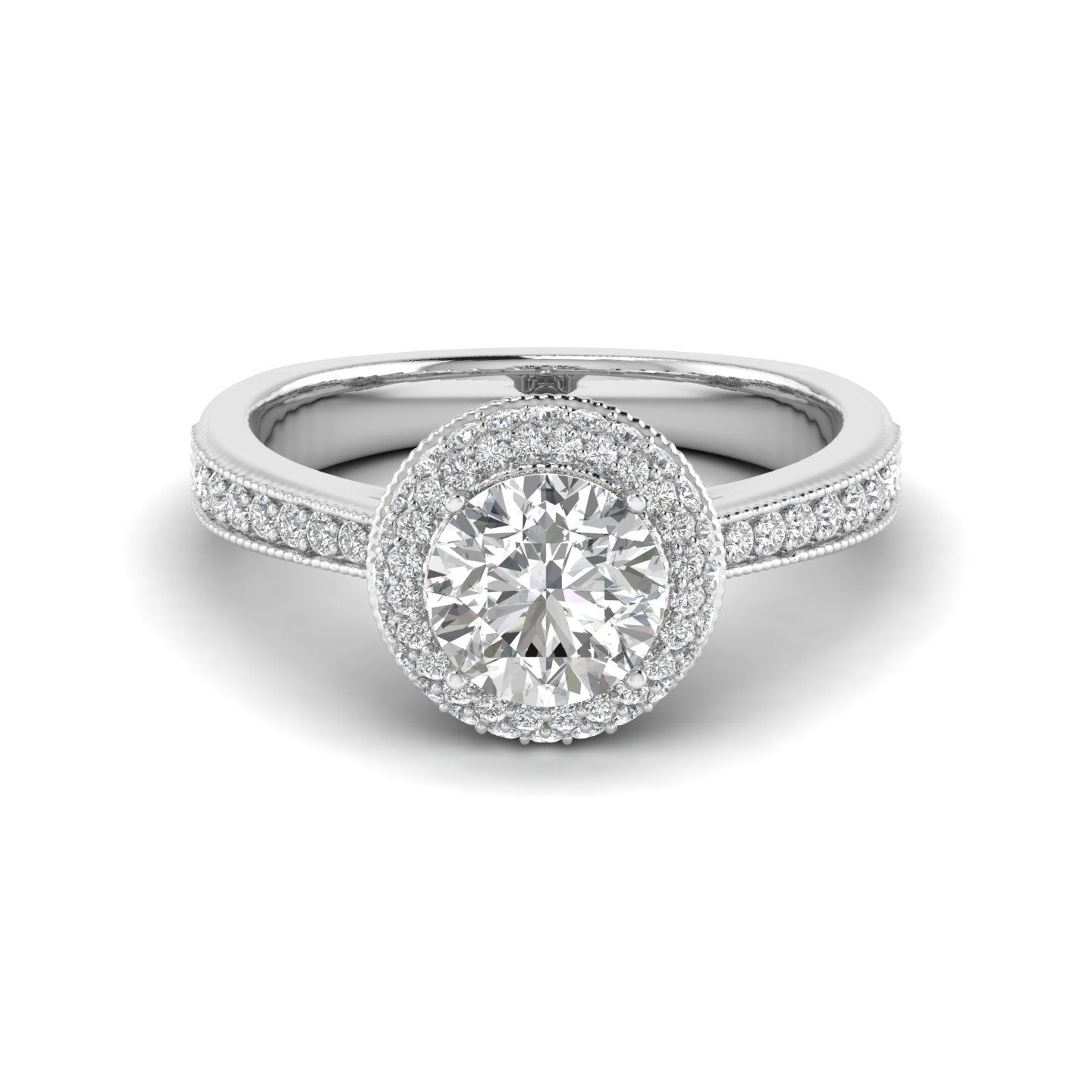 White Gold Studded 1.774 Carat Lab Grown Diamond Ring-E Color VS1 Clarity.