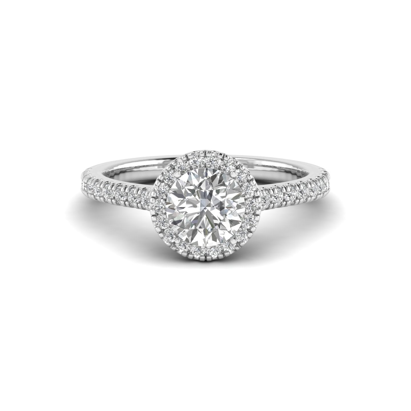 White Gold Studded 1.64 Carat Lab Grown Diamond Ring-G Color VS2 Clarity.