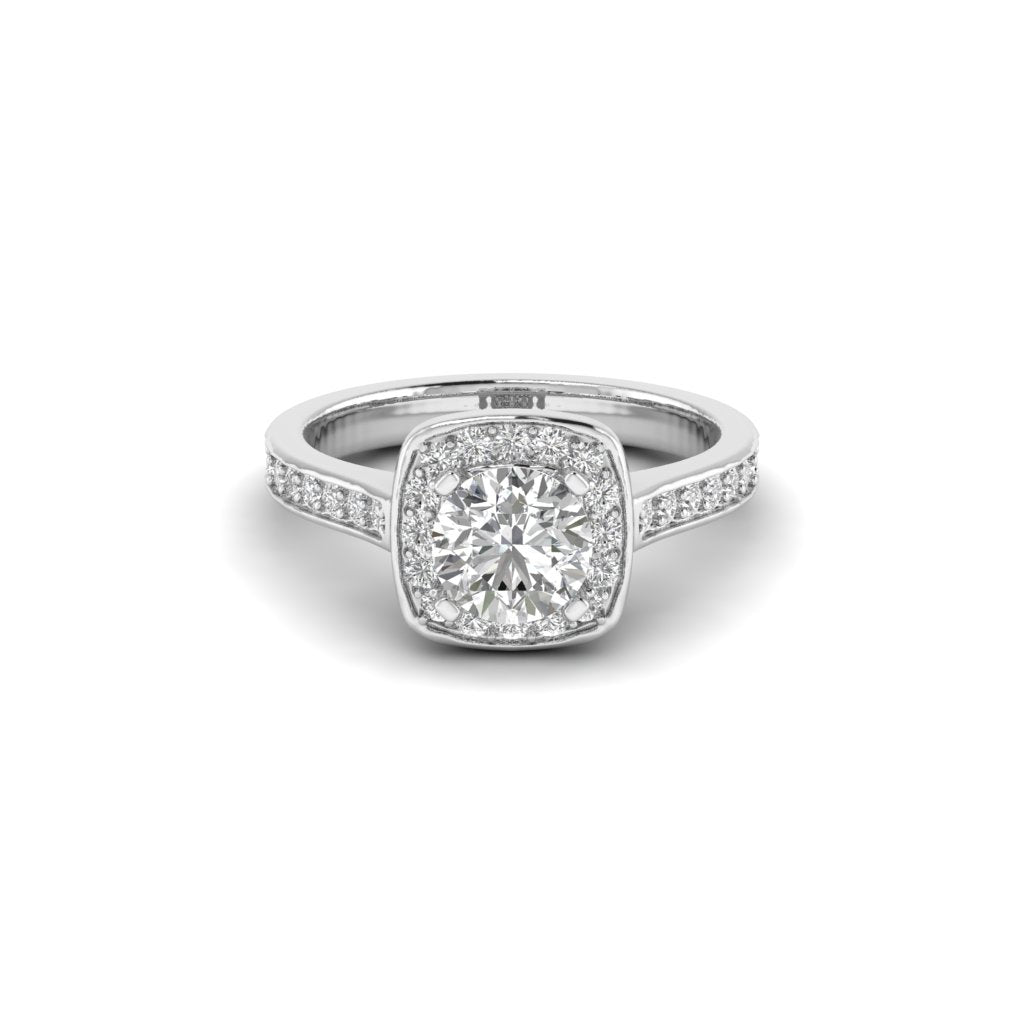 White Gold Studded 1.726 Carat Lab Grown Diamond Ring-E Color VS2 Clarity.