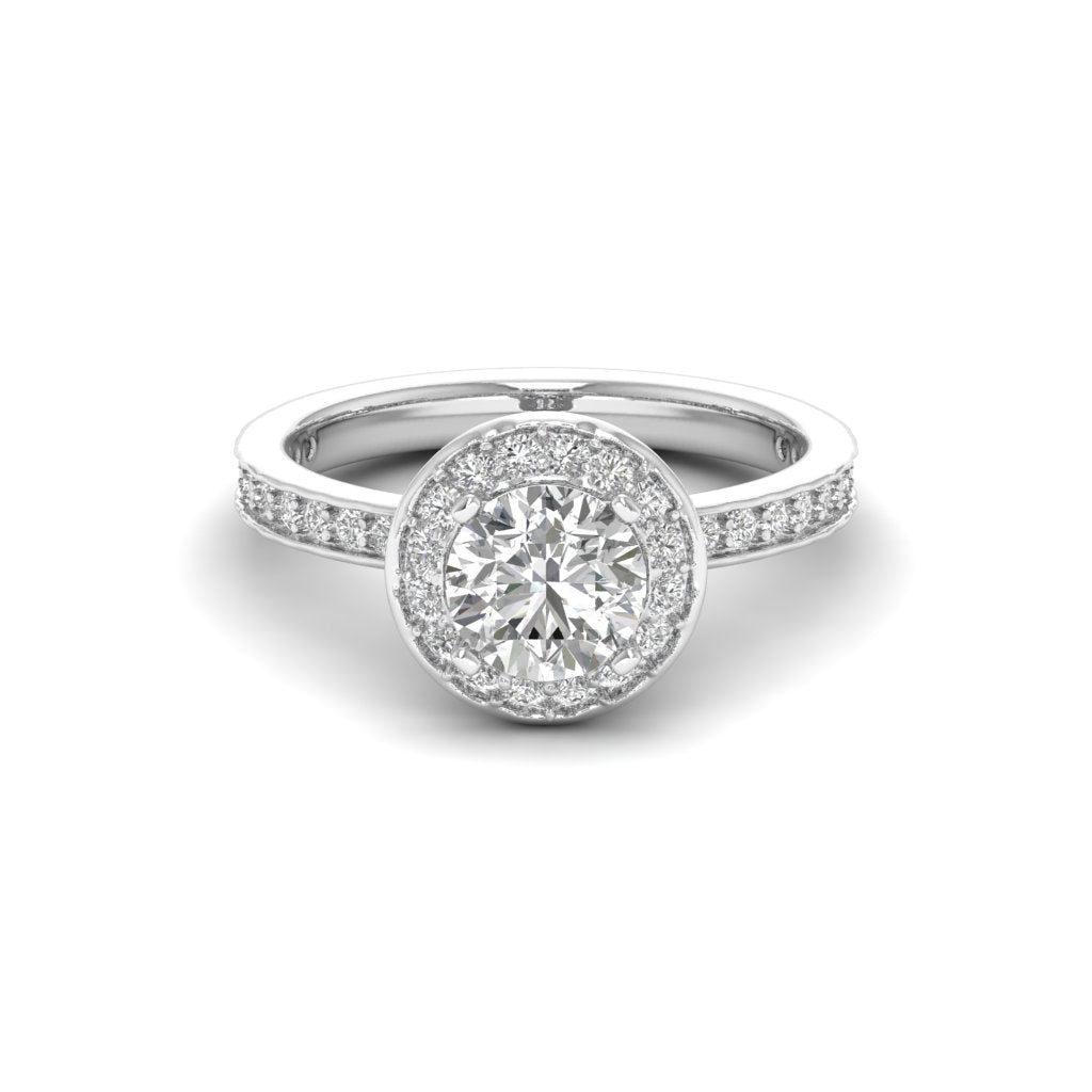 White Gold Studded 1.75 Carat Lab Grown Diamond Ring-G Color VS1 Clarity.