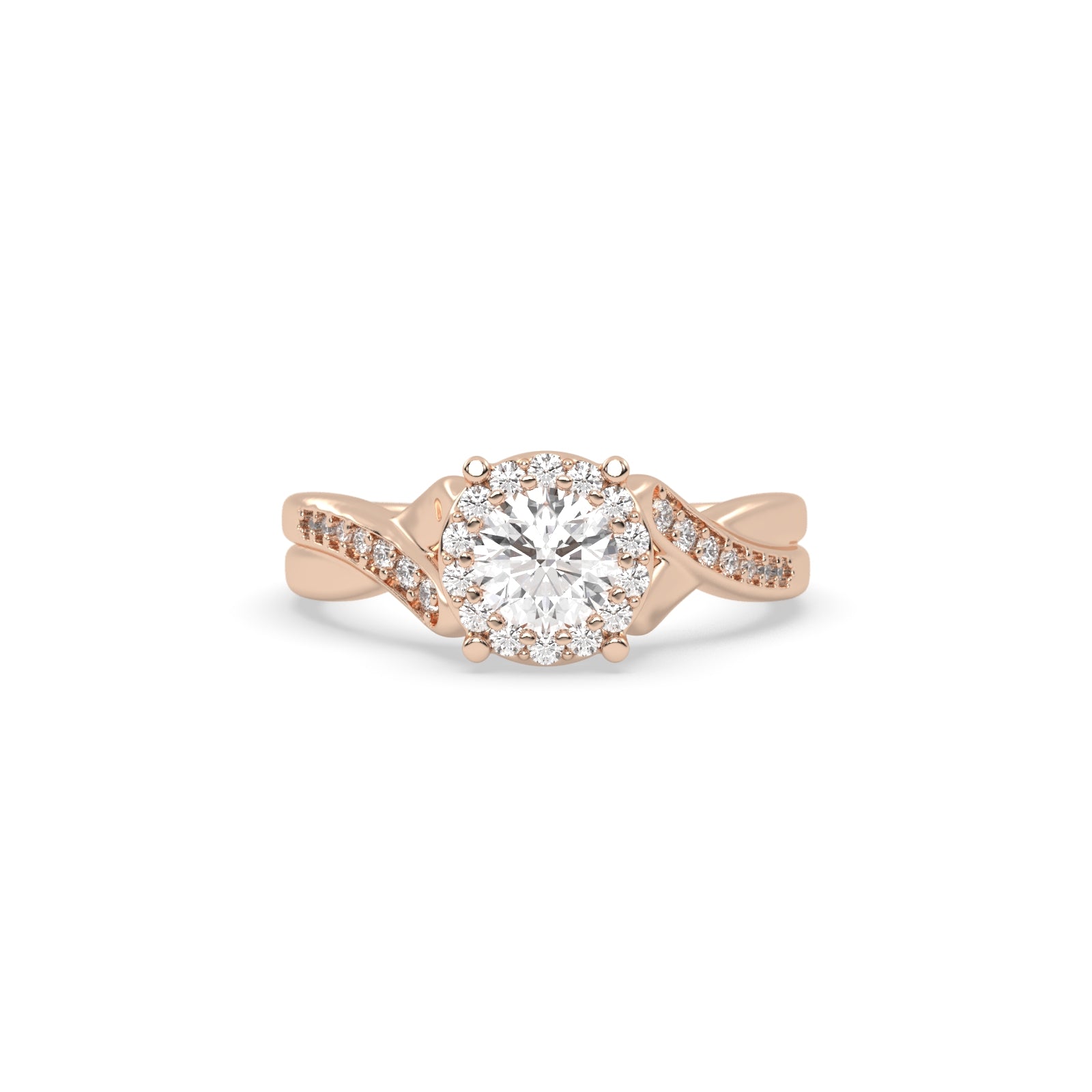 Rose Gold Studded 0.868 Carat Lab Grown Diamond Ring-G Color VS2 Clarity.