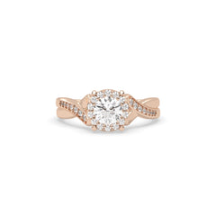 Rose Gold Studded 0.868 Carat Lab Grown Diamond Ring-G Color VS2 Clarity