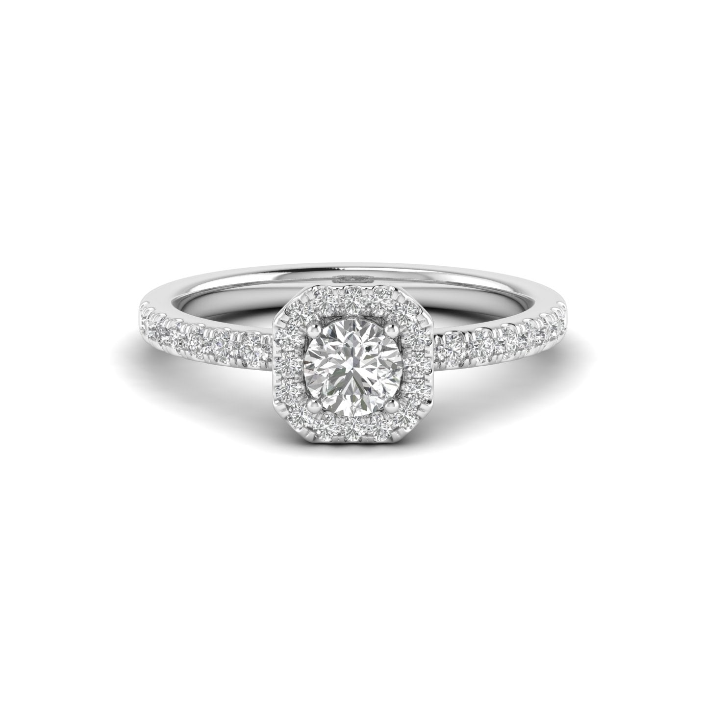 White Gold Studded 1.058 Carat Lab Grown Diamond Ring-E Color VS2 Clarity.