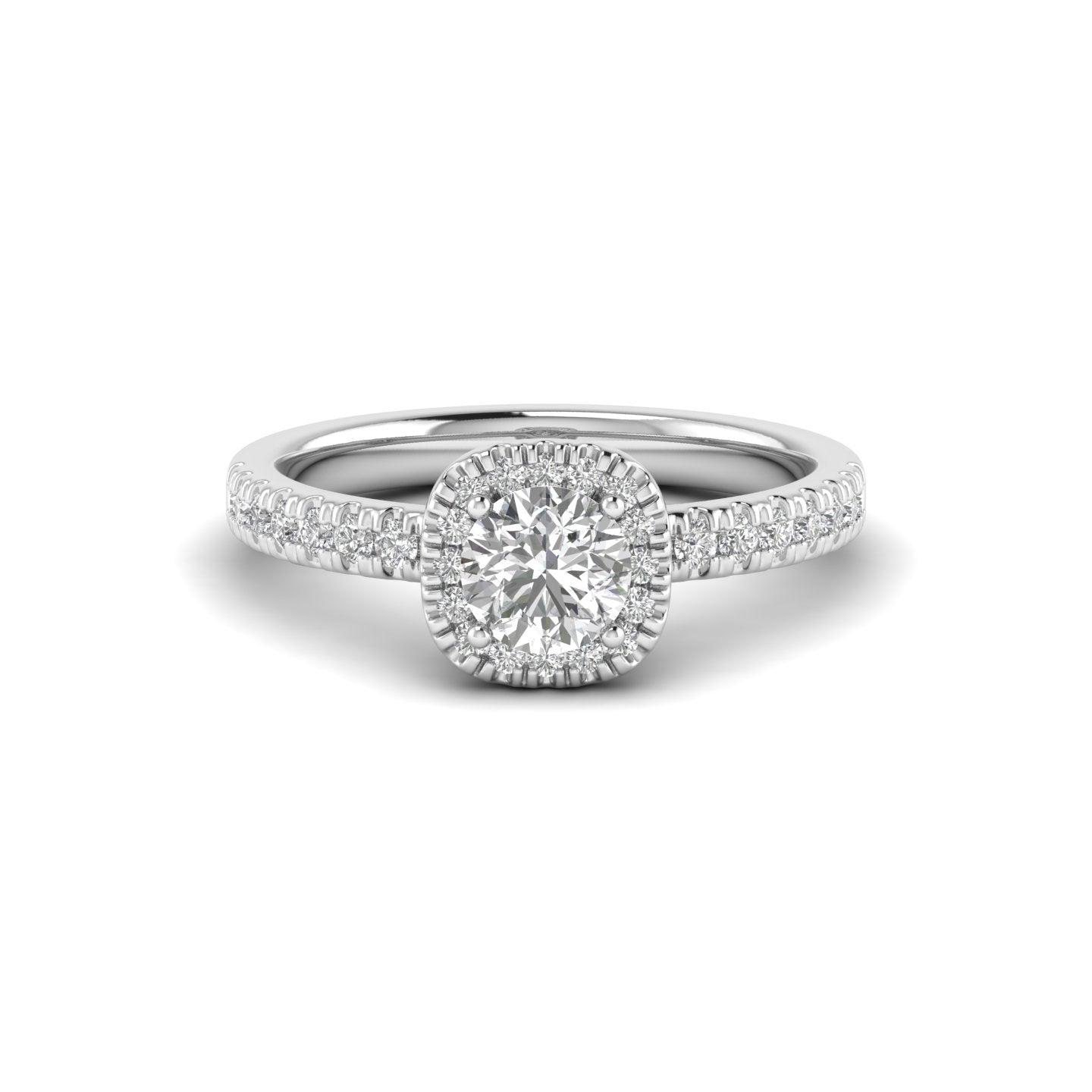White Gold Studded 1.026 Carat Lab Grown Diamond Ring-E Color VS1 Clarity.