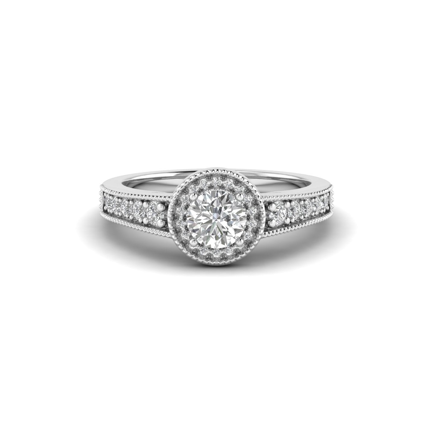 White Gold Studded 1.06 Carat Lab Grown Diamond Ring-E Color VS2 Clarity.
