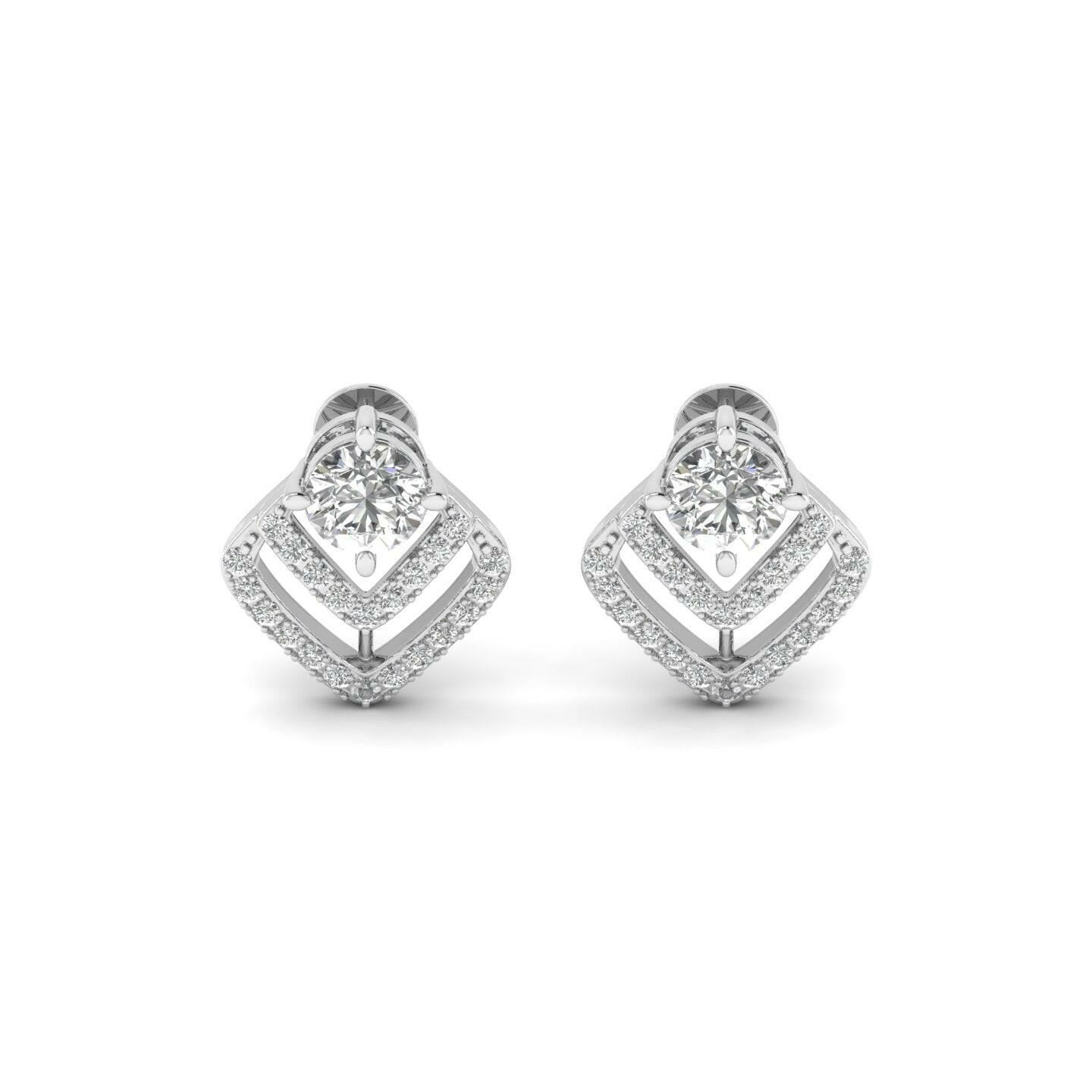 14K Gold Studded TW 3.472 Carat E Color VS1 Clarity Lab Grown Diamond Studs.