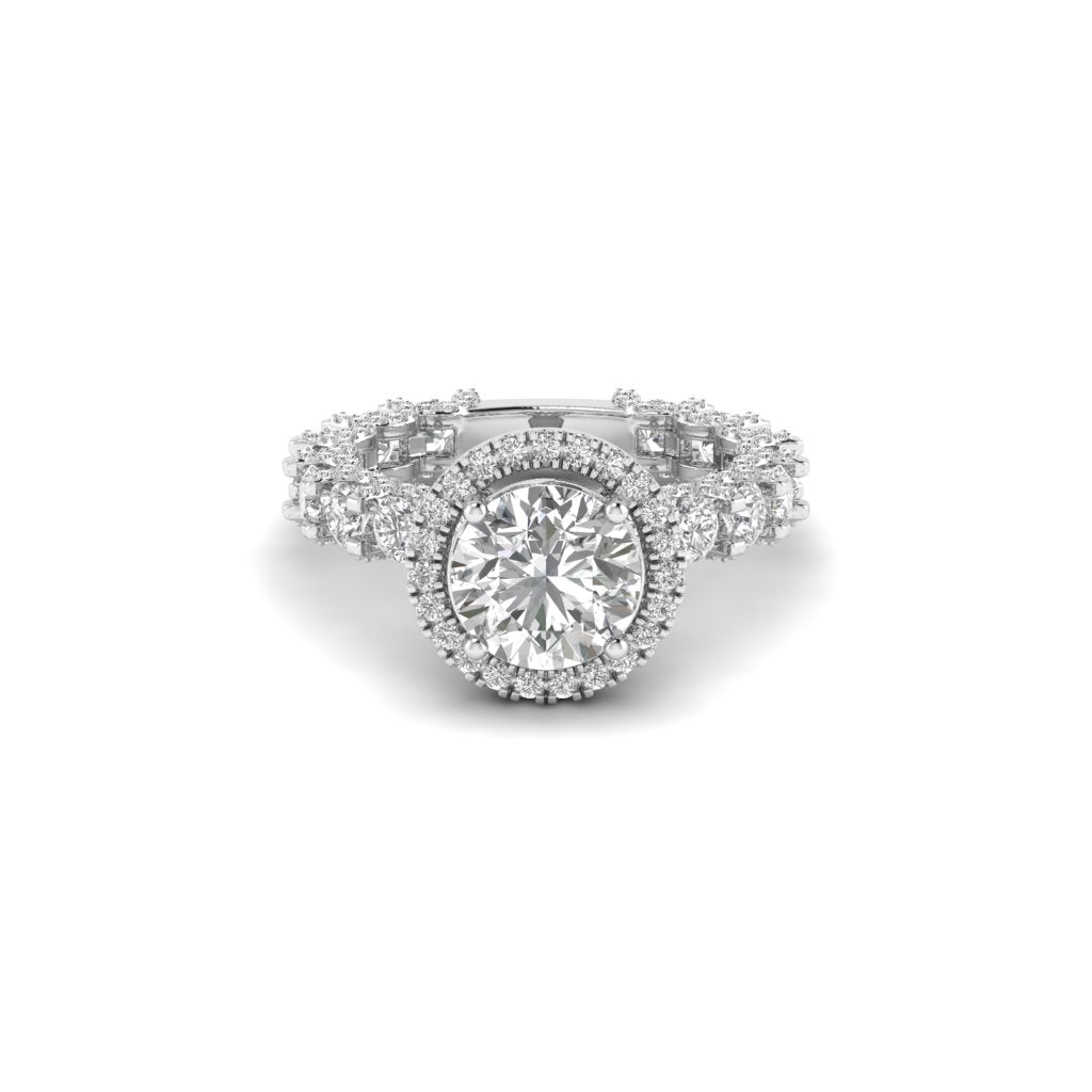 White Gold Studded 4.819 Carat Lab Grown Diamond Ring-G Color VS2 Clarity.
