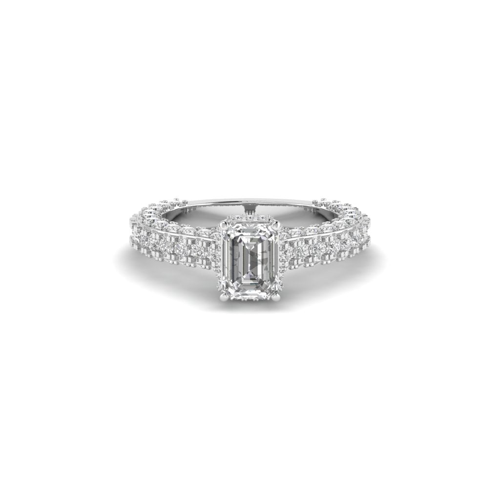 White Gold Studded 2.83 Carat Lab Grown Diamond Ring-E Color VS2 Clarity.