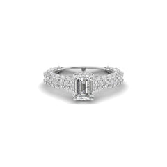 White Gold Studded 2.83 Carat Lab Grown Diamond Ring-E Color VS2 Clarity