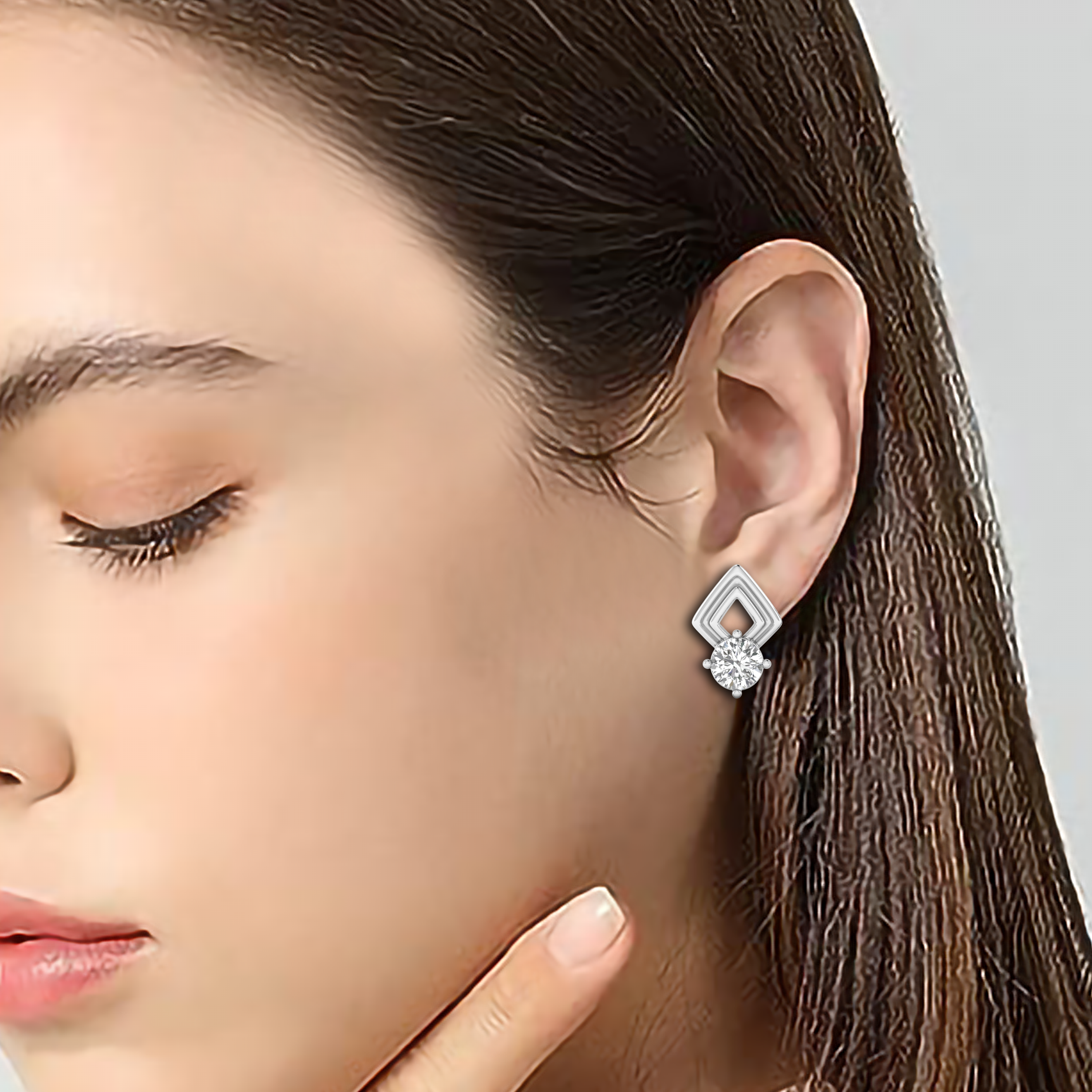 14K Gold Studded TW 2.6 Carat F Color VS1 Clarity Lab Grown Diamond Studs.