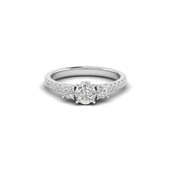 White Gold Studded 1.01 Carat Lab Grown Diamond Ring-E Color VS1 Clarity