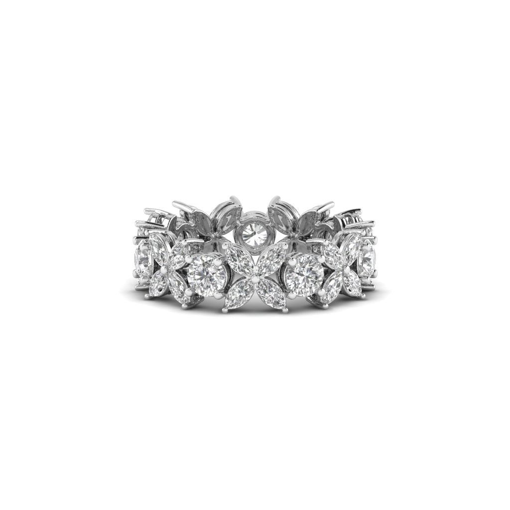 White Gold Studded 5.95 Carat Lab Grown Diamond Ring-F Color VVS Clarity.