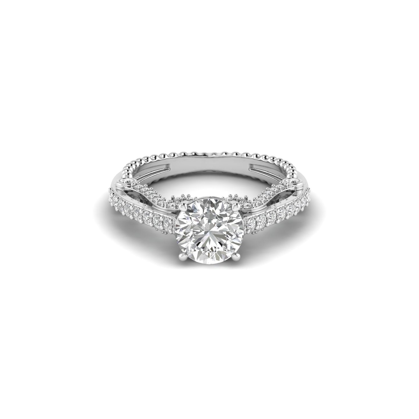 White Gold Studded 2.29 Carat Lab Grown Diamond Ring-F Color VS1 Clarity.