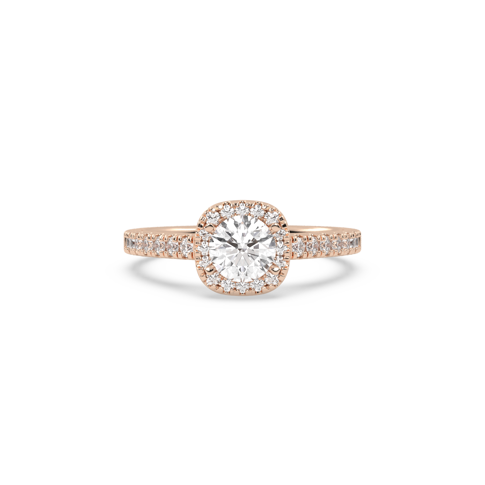 Rose Gold Studded 0.97 Carat Lab Grown Diamond Ring-G Color VS2 Clarity.
