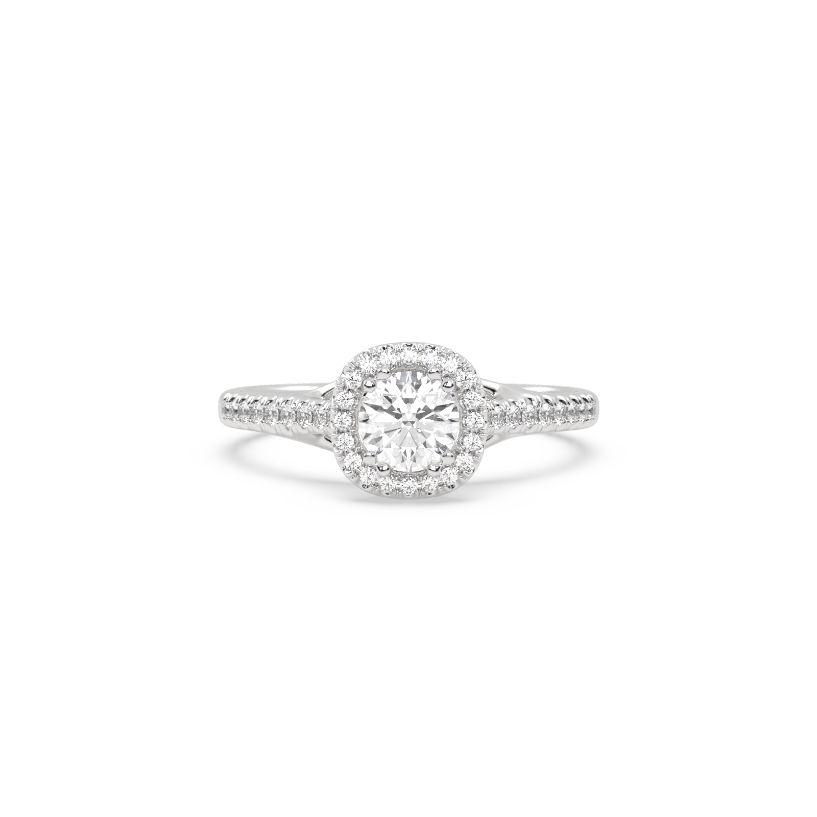 White Gold Studded 0.864 Carat Lab Grown Diamond Ring-F Color VVS Clarity.