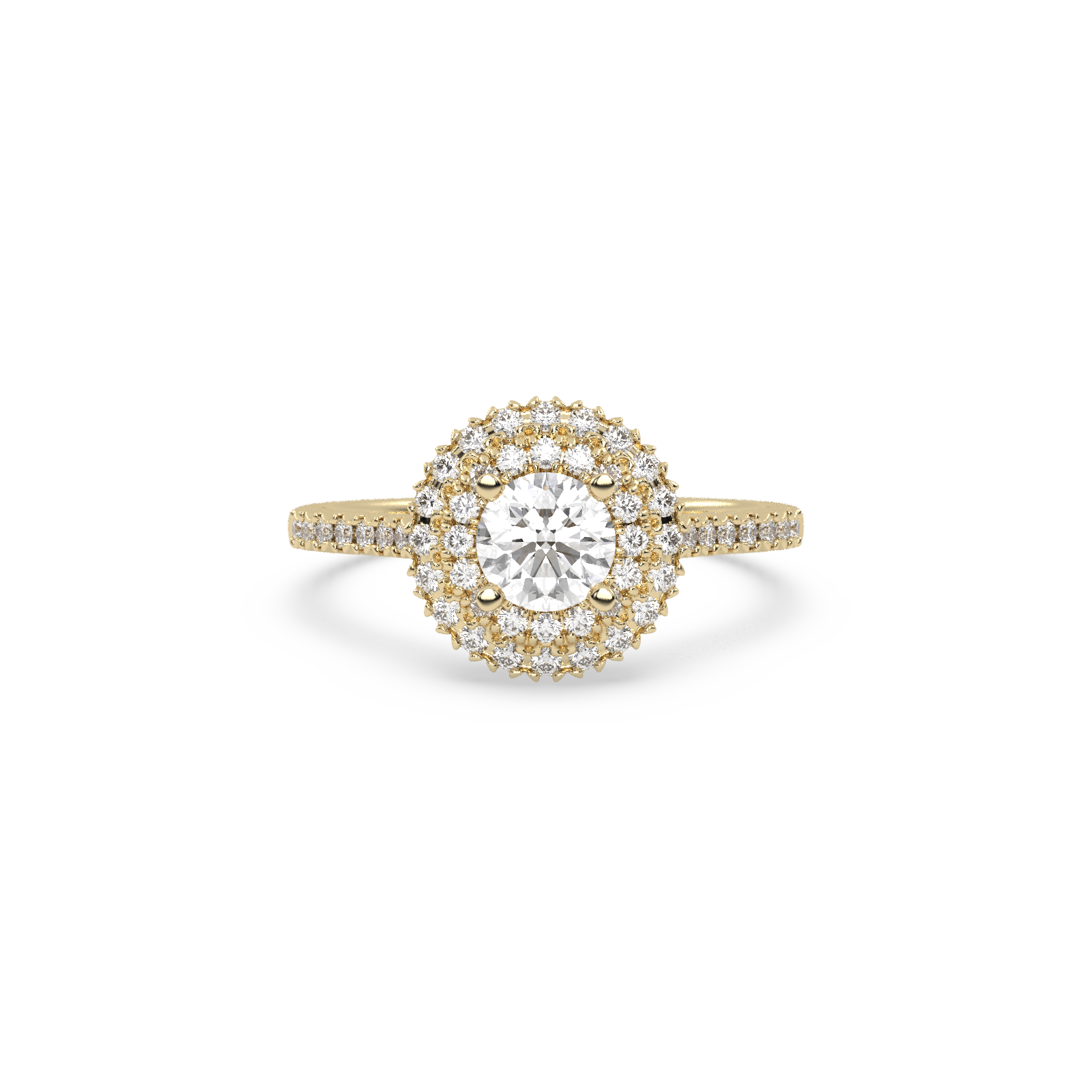 Yellow Gold Studded 1.176 Carat Lab Grown Diamond Ring-G Color VS2 Clarity.