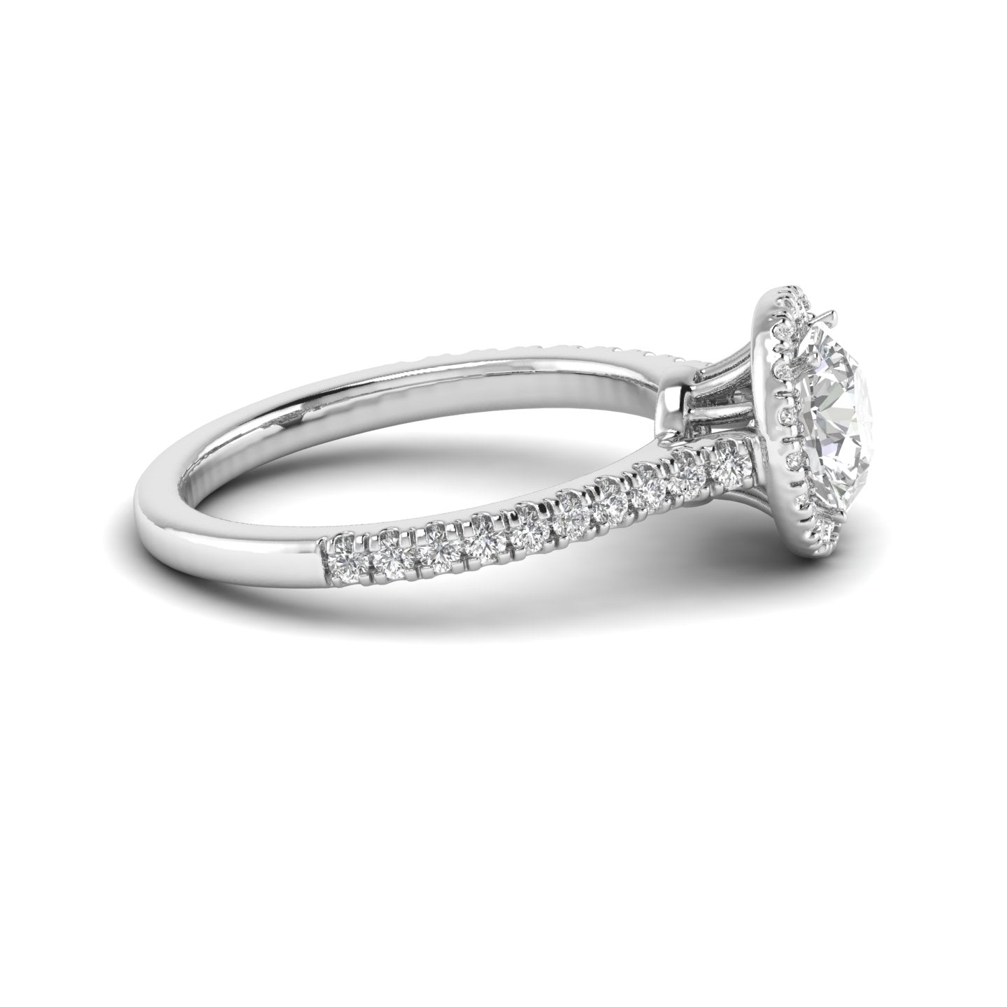 White Gold Studded 1.64 Carat Lab Grown Diamond Ring-G Color VS2 Clarity.