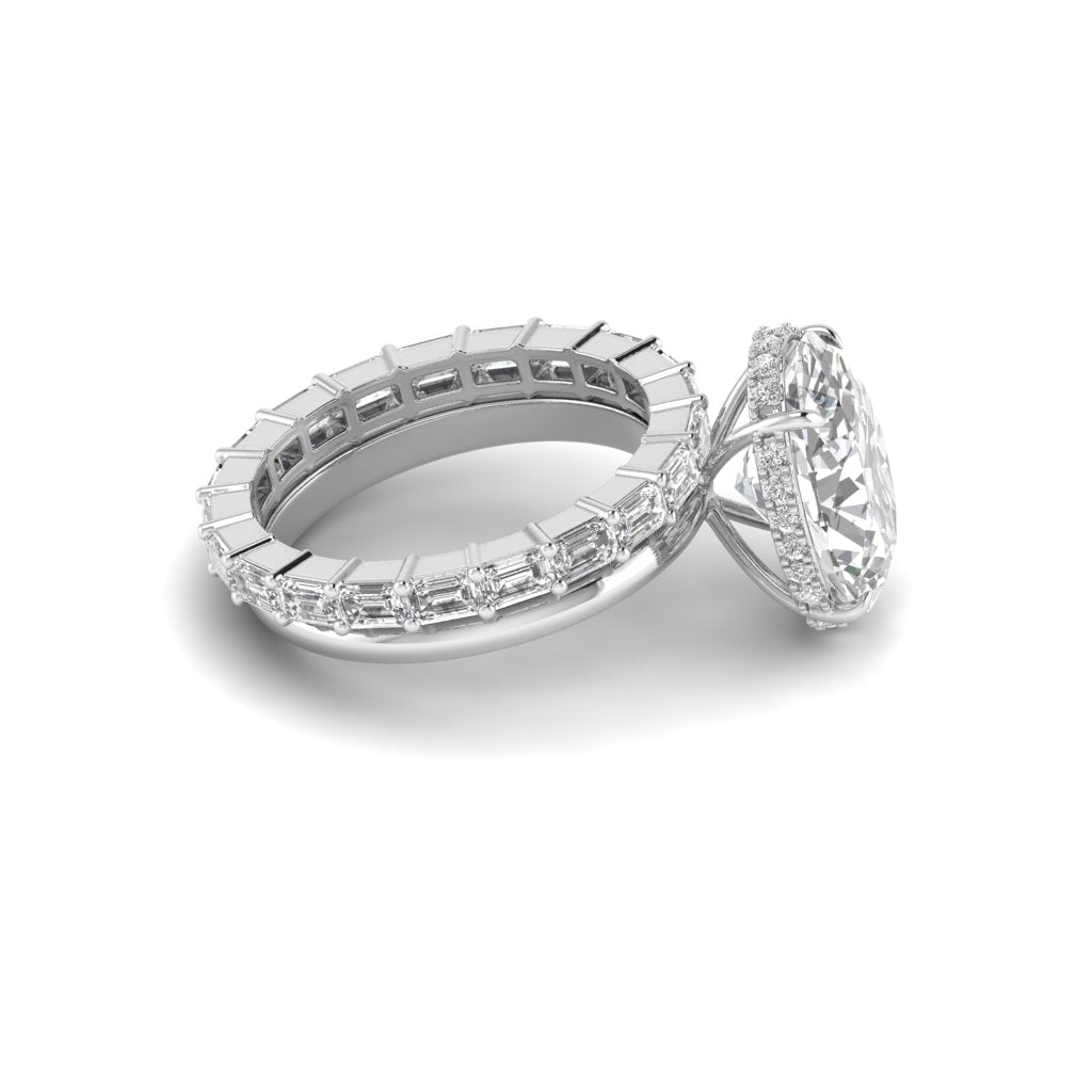 White Gold Studded 5.27 Carat Lab Grown Diamond Ring-E Color VS2 Clarity | SOLITAIREKART