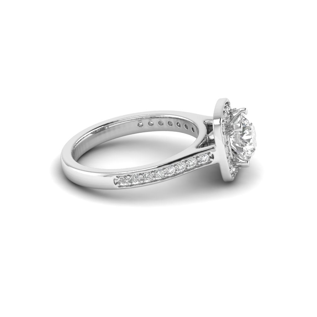 White Gold Studded 1.726 Carat Lab Grown Diamond Ring-E Color VS2 Clarity.