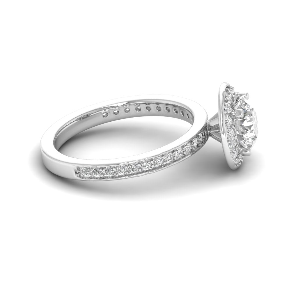 White Gold Studded 1.75 Carat Lab Grown Diamond Ring-G Color VS1 Clarity.