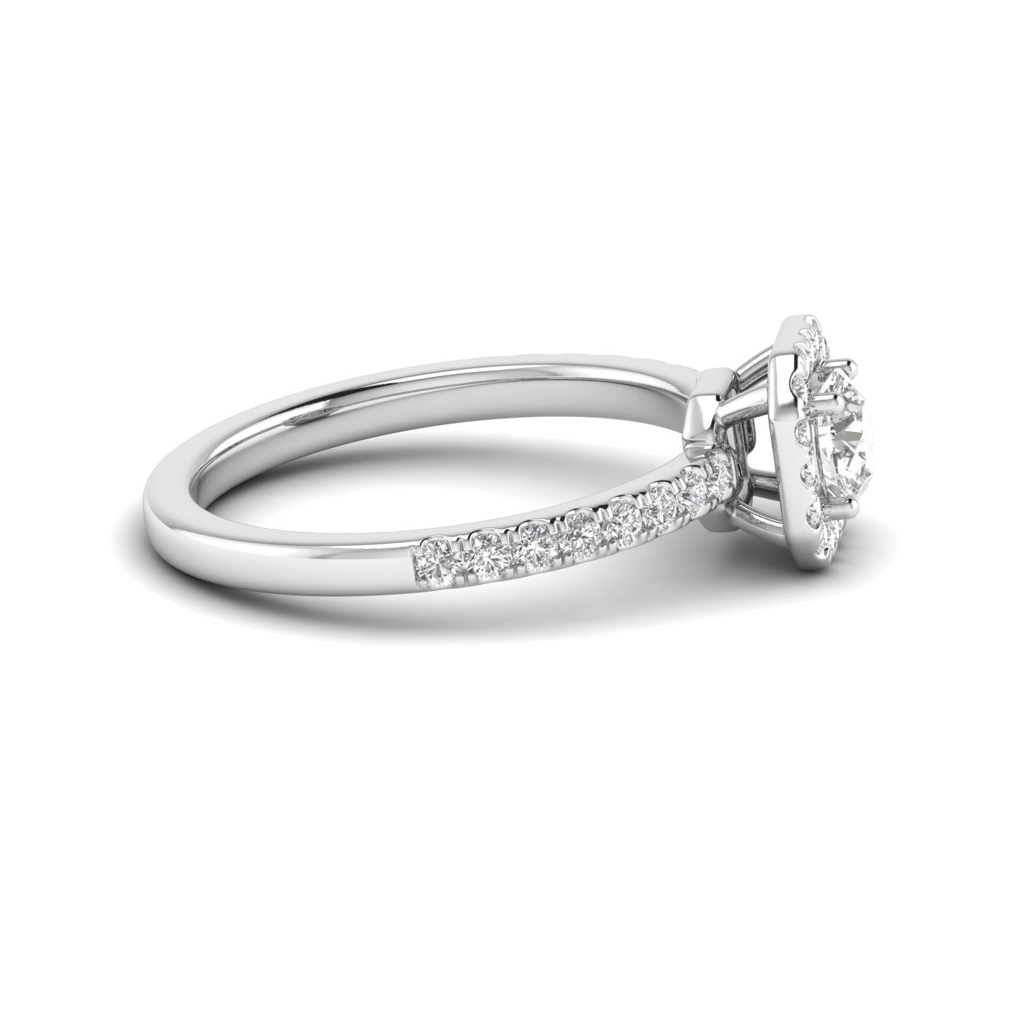 White Gold Studded 1.058 Carat Lab Grown Diamond Ring-E Color VS2 Clarity.