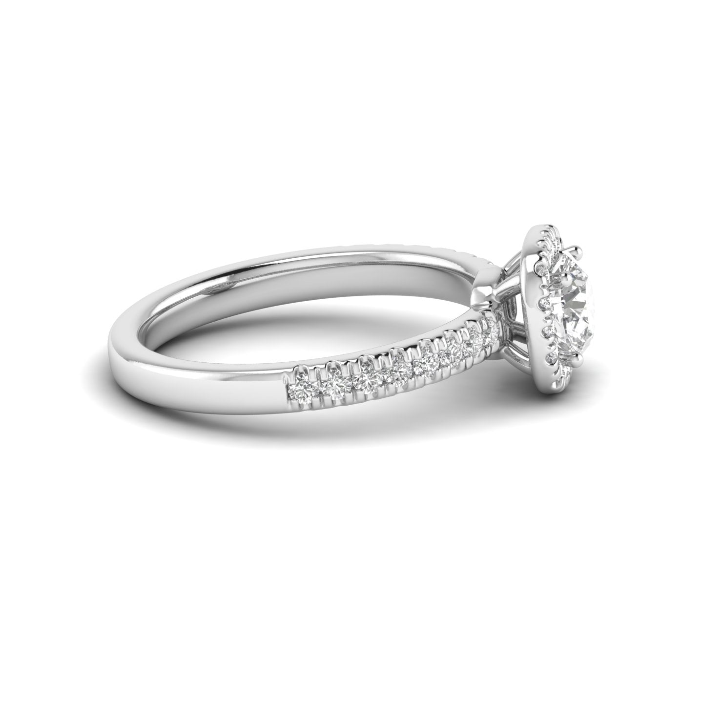 White Gold Studded 1.026 Carat Lab Grown Diamond Ring-E Color VS1 Clarity.