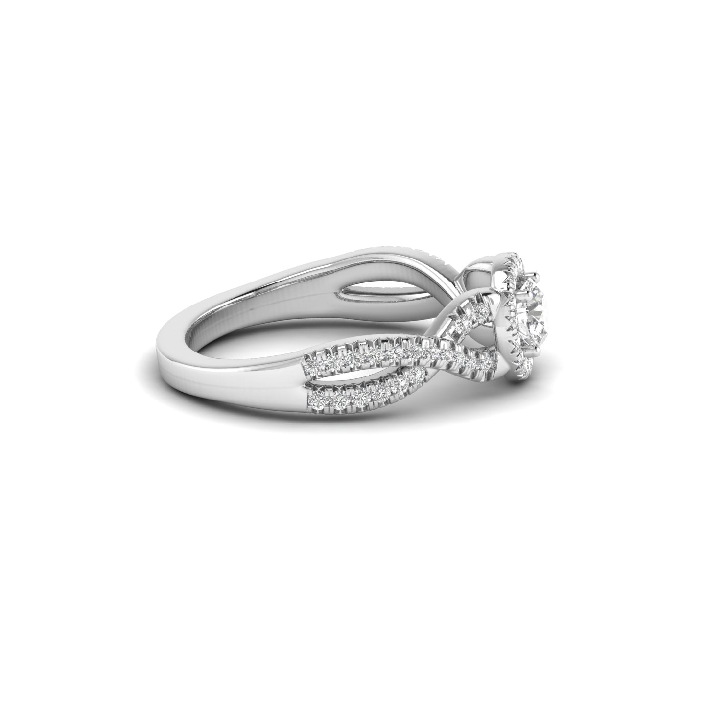 White Gold Studded 1.118 Carat Lab Grown Diamond Ring-F Color VS1 Clarity.