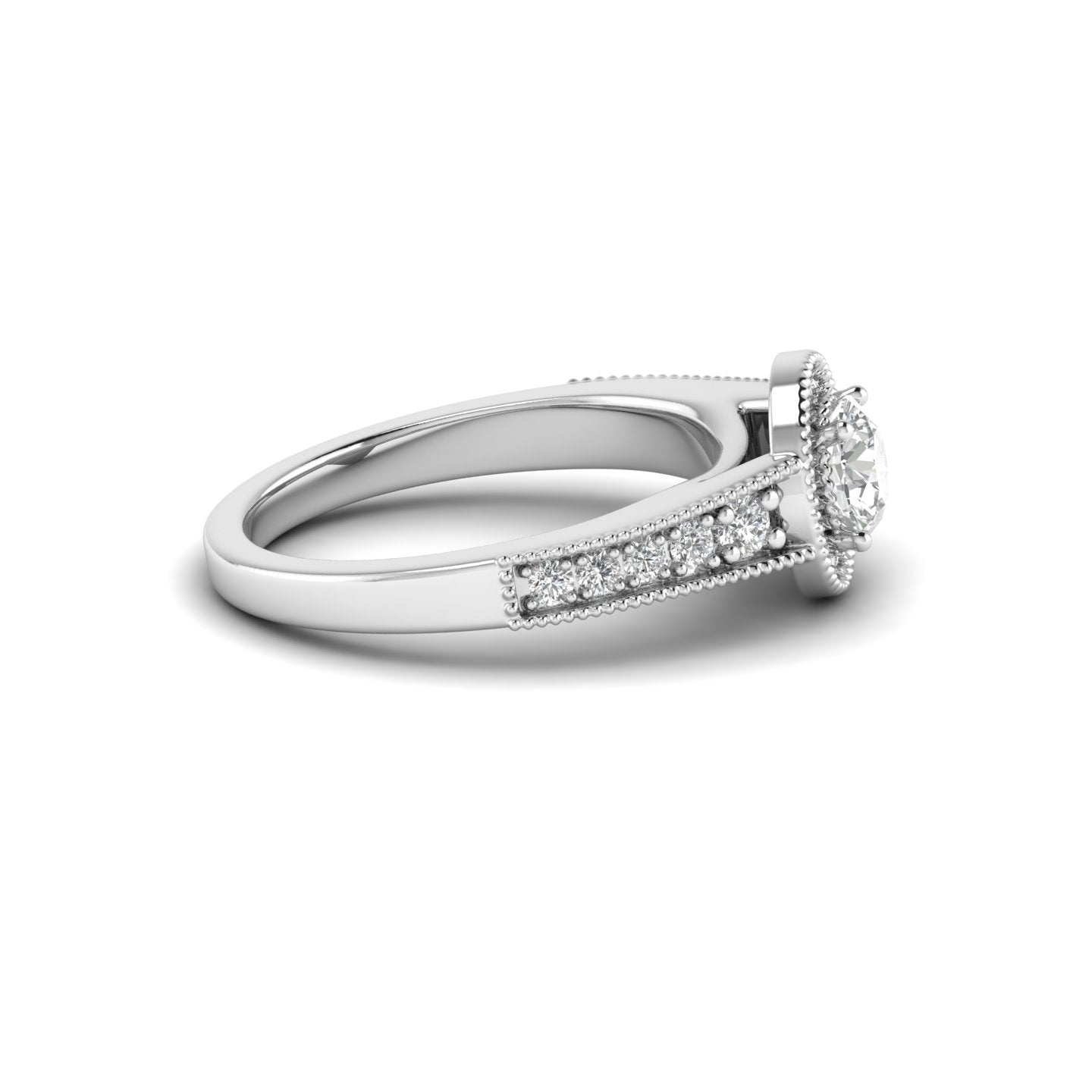 White Gold Studded 1.06 Carat Lab Grown Diamond Ring-E Color VS2 Clarity.
