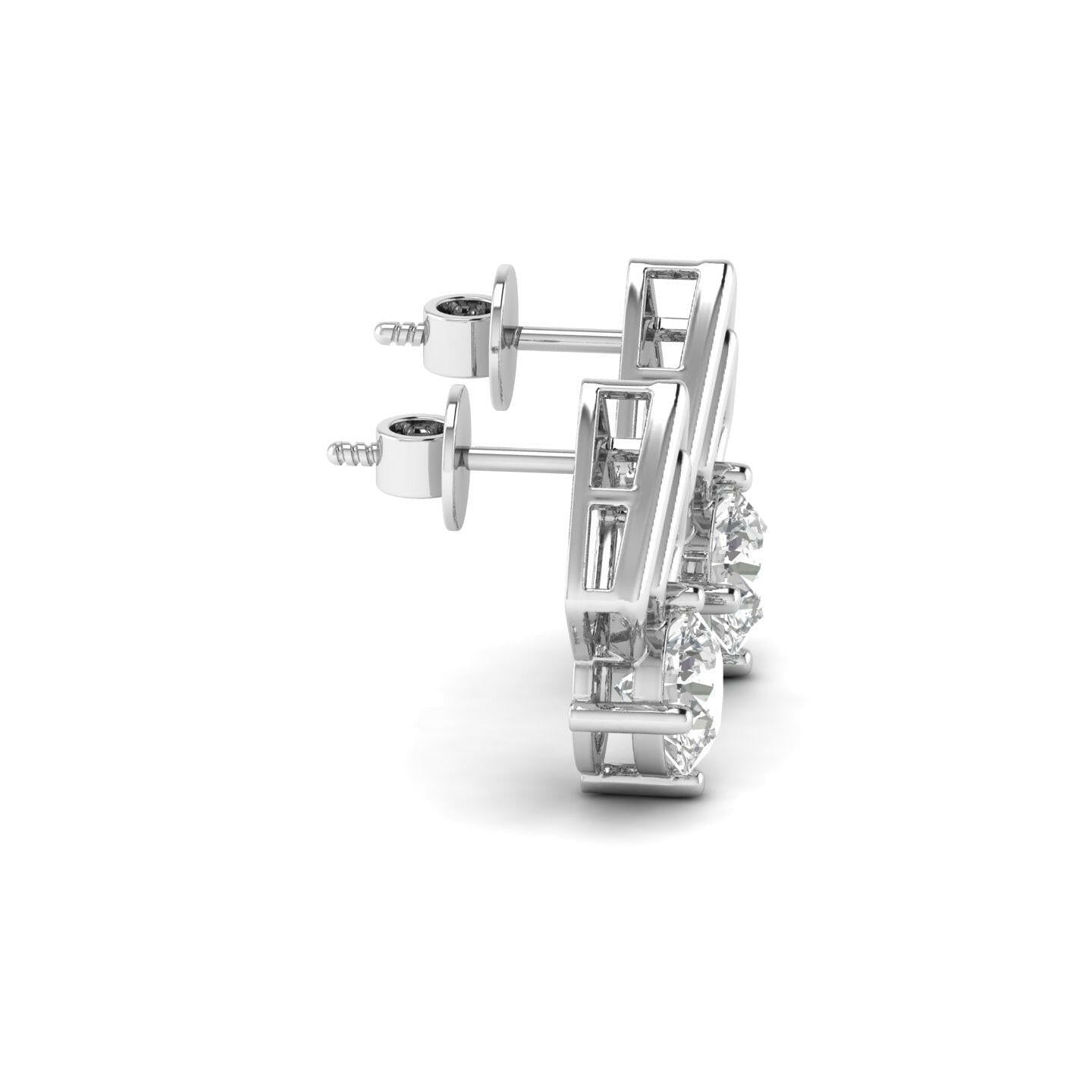 14K Gold Studded TW 2.6 Carat F Color VS1 Clarity Lab Grown Diamond Studs.