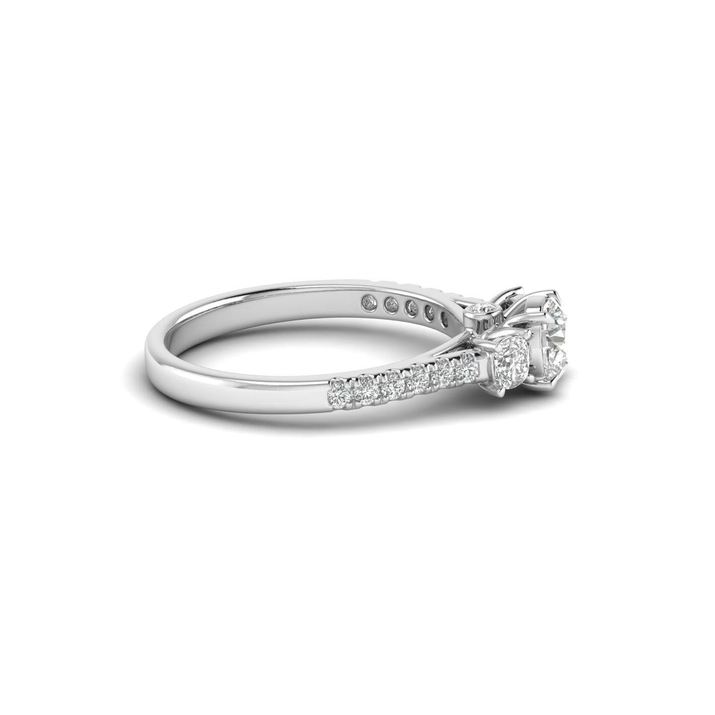 White Gold Studded 1.01 Carat Lab Grown Diamond Ring-E Color VS1 Clarity.