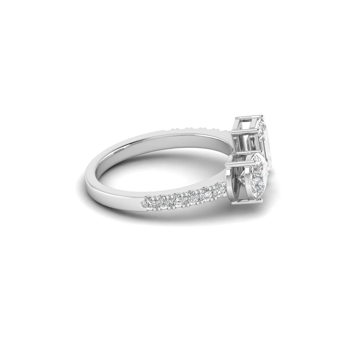White Gold Studded 3.25 Carat Lab Grown Diamond Ring-F Color VS1 Clarity.