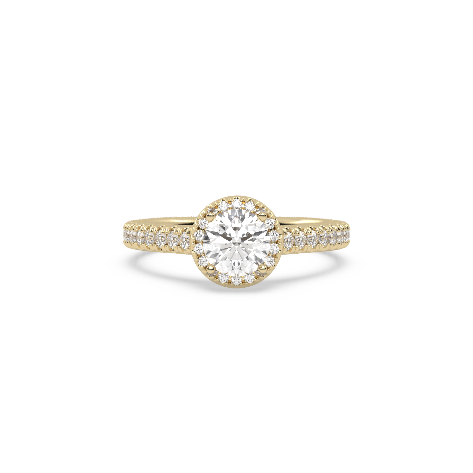 Yellow Gold Studded 1.238 Carat Lab Grown Diamond Ring-F Color VS1 Clarity.