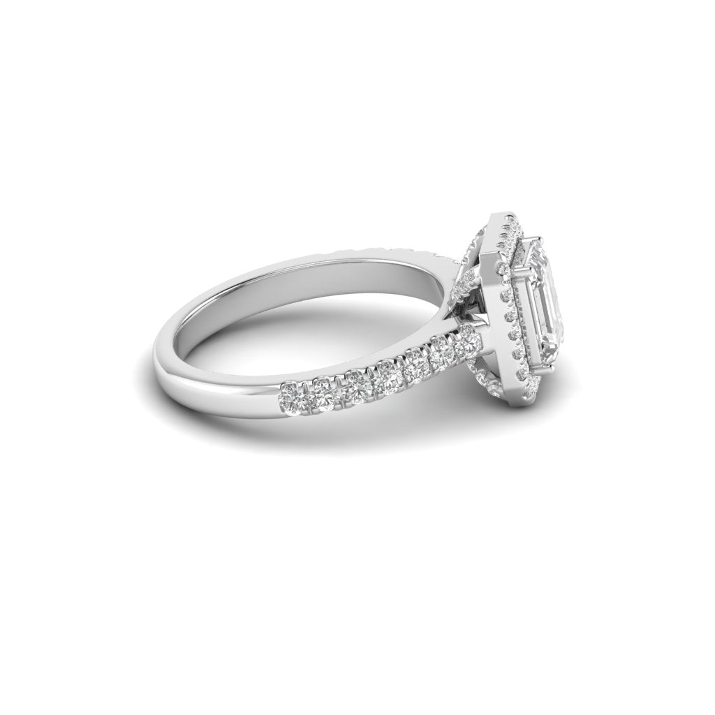 White Gold Studded 1.76 Carat Lab Grown Diamond Ring-E Color VS1 Clarity.