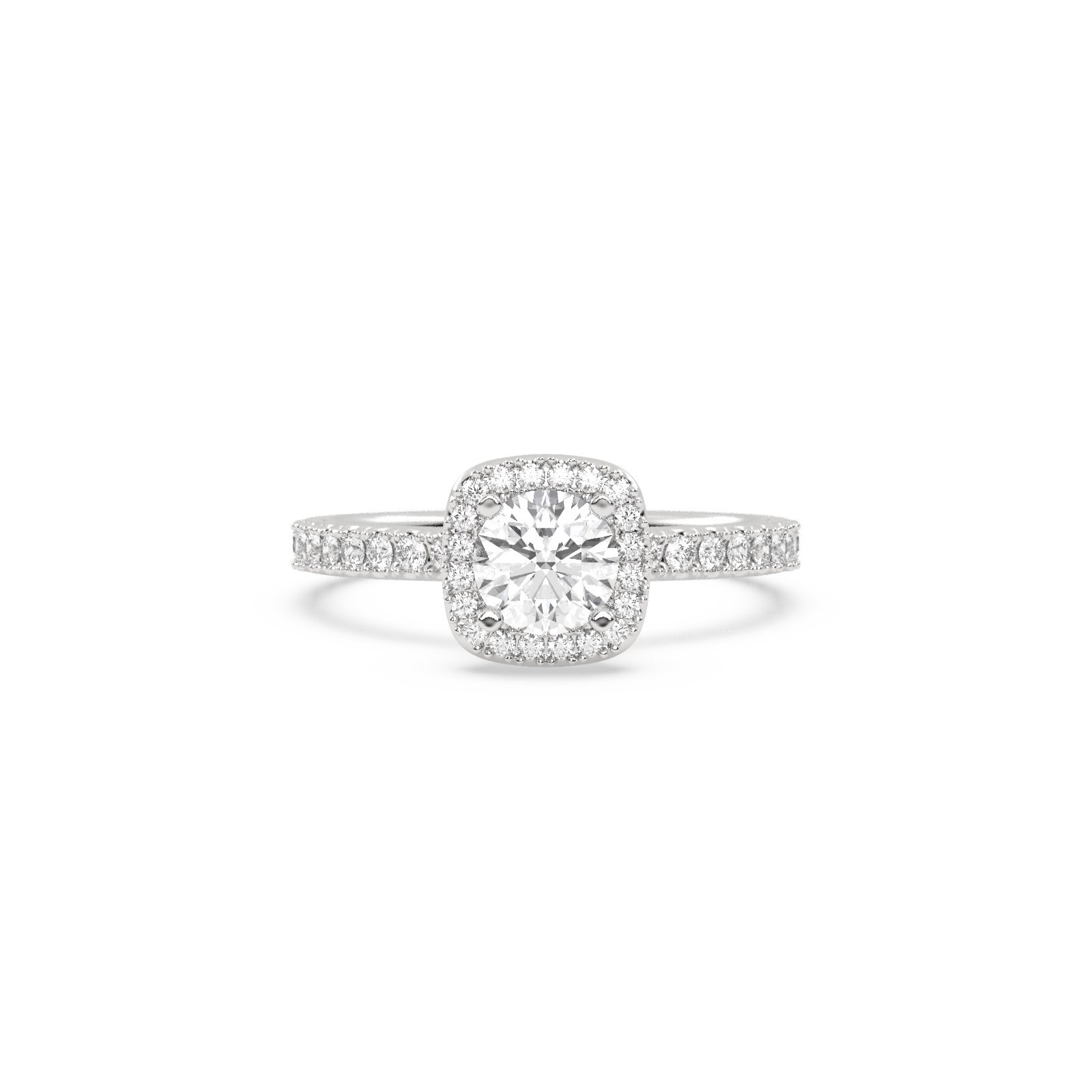 White Gold Studded 0.996 Carat Lab Grown Diamond Ring-E Color VVS2 Clarity.