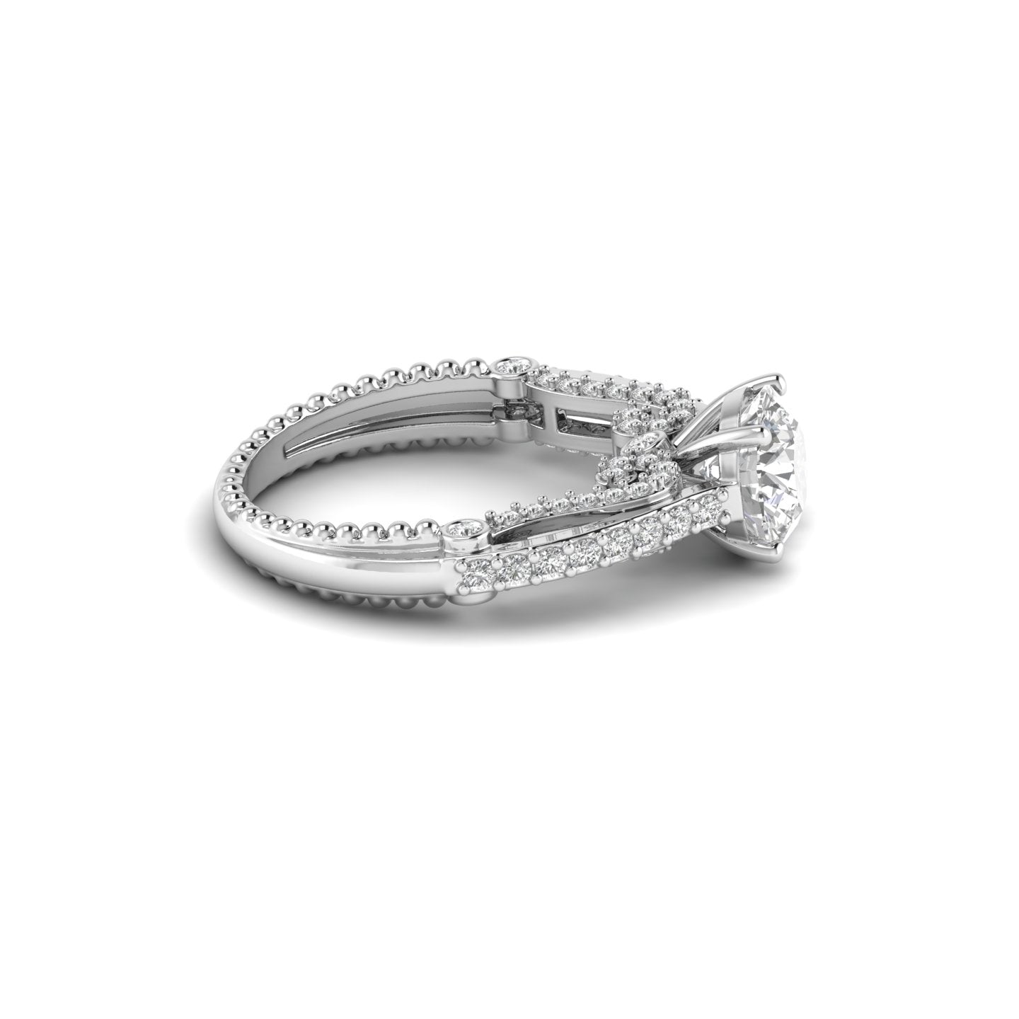 White Gold Studded 2.29 Carat Lab Grown Diamond Ring-F Color VS1 Clarity.