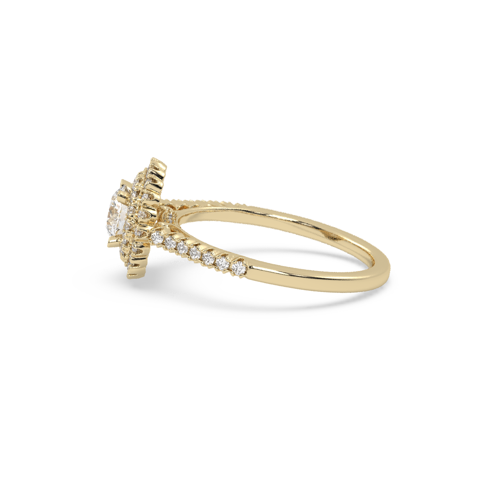 Yellow Gold Studded 1.176 Carat Lab Grown Diamond Ring-G Color VS2 Clarity.