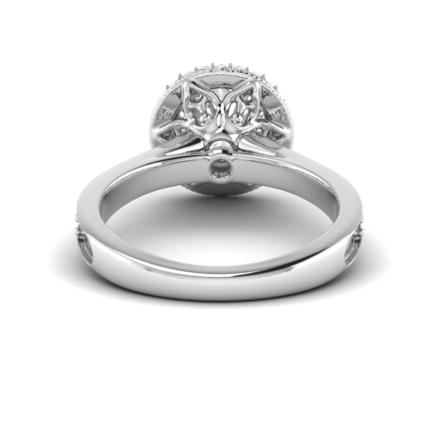 White Gold Studded 1.559 Carat Lab Grown Diamond Ring-F Color VS2 Clarity.