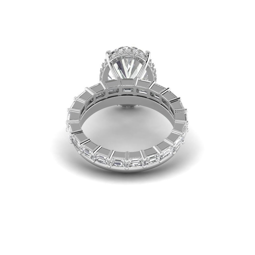 White Gold Studded 5.27 Carat Lab Grown Diamond Ring-E Color VS2 Clarity | SOLITAIREKART